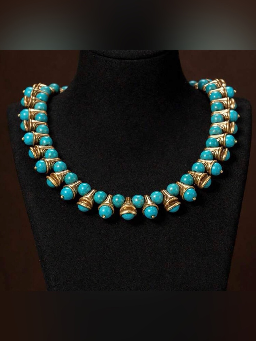 Gold-Tone Turquoise Bead Statement Necklace - Women's Jewelry